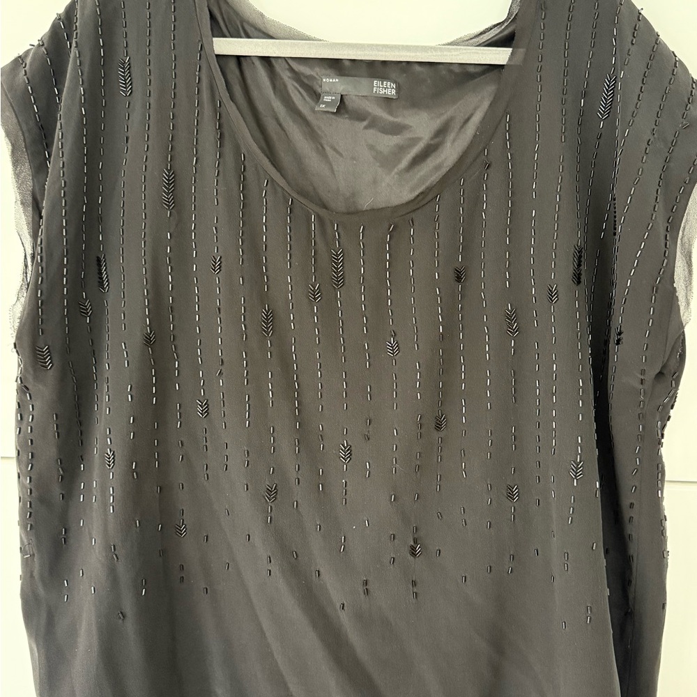 Eileen Fisher Black Beaded top